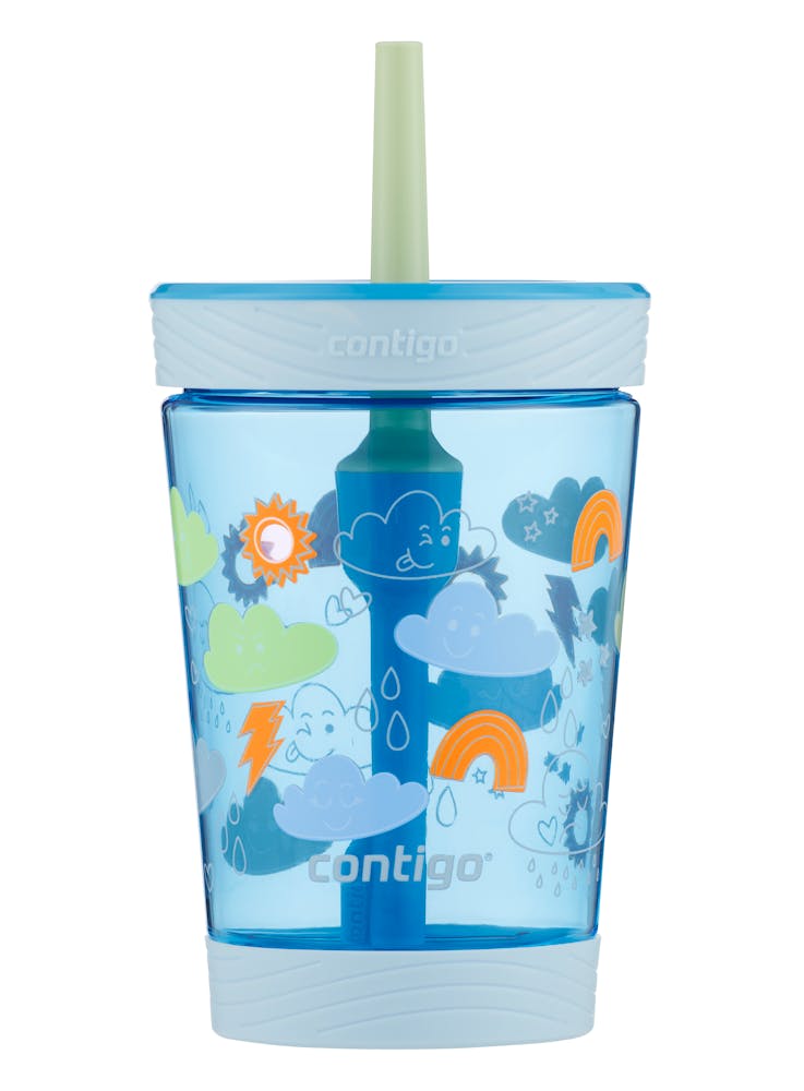 Kids Spill-Proof Tumbler with Straw, 14oz - Wildflowers & Clouds