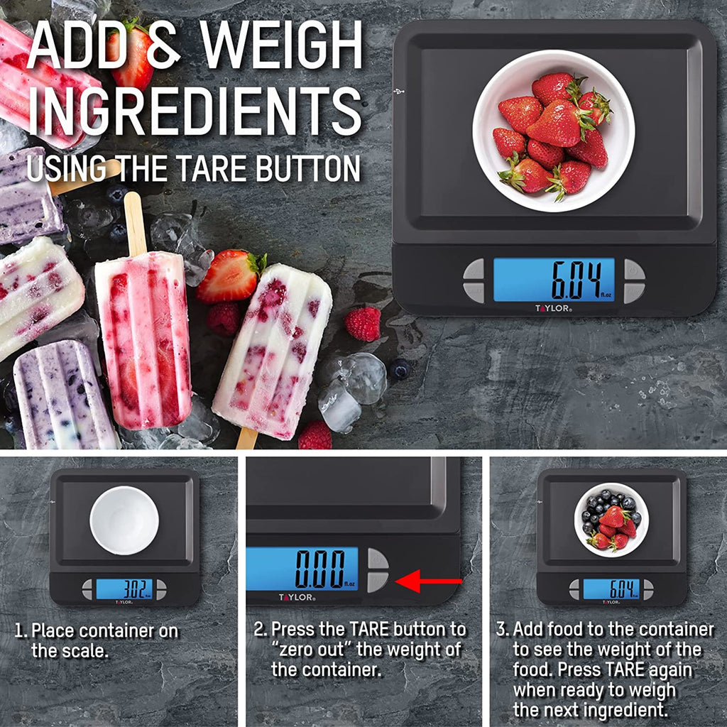 Rechargeable Precision Digital Kitchen Scale and Food Scale, 11 lb. Capacity Black