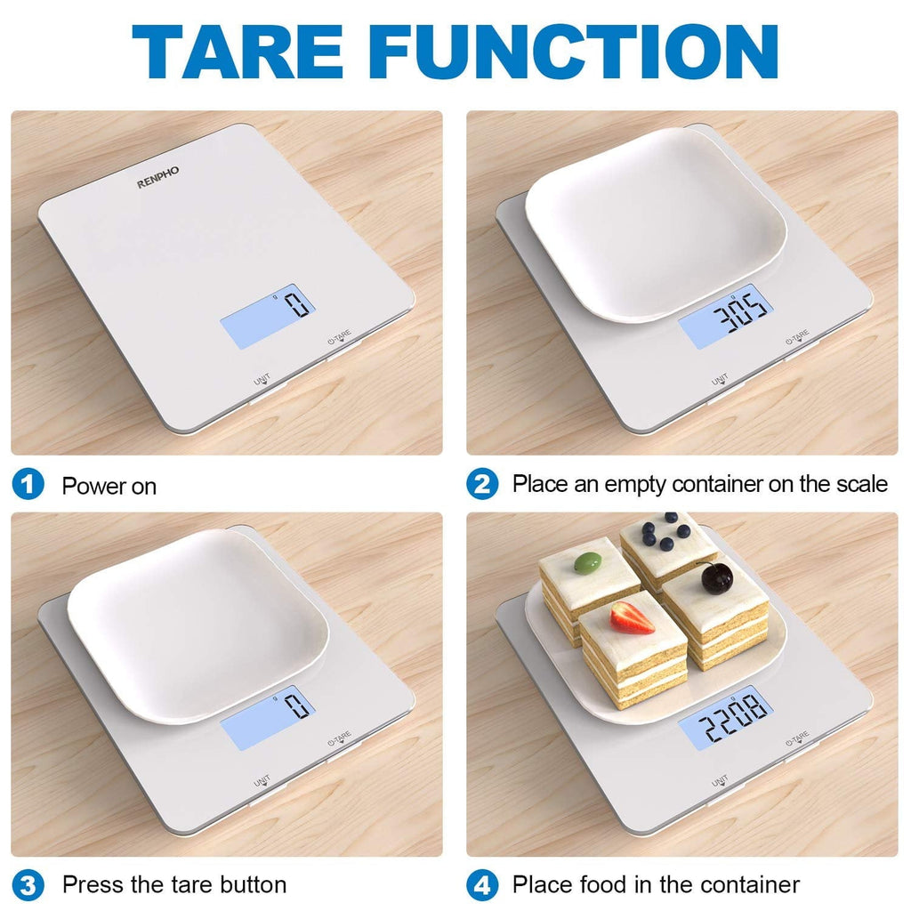Food Scale with App, Digital Smart Kitchen Scale, Glass, White