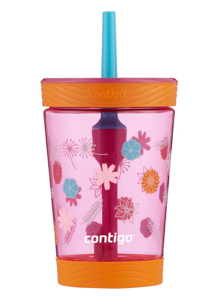 Kids Spill-Proof Tumbler with Straw, 14oz - Wildflowers & Clouds
