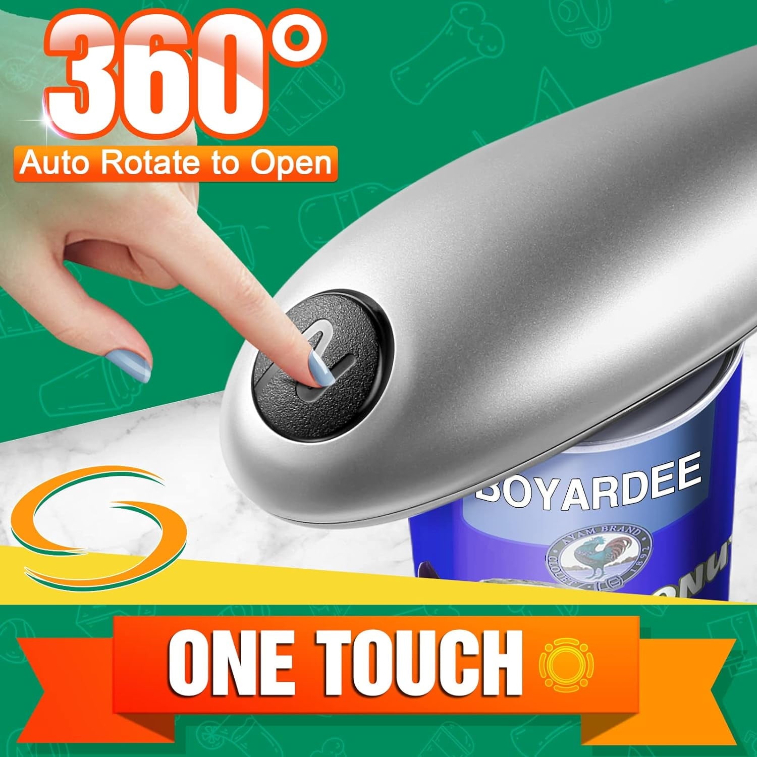 Electric Can Opener, One Touch Automatic with No Sharp Edges, Best Kitchen Gadget