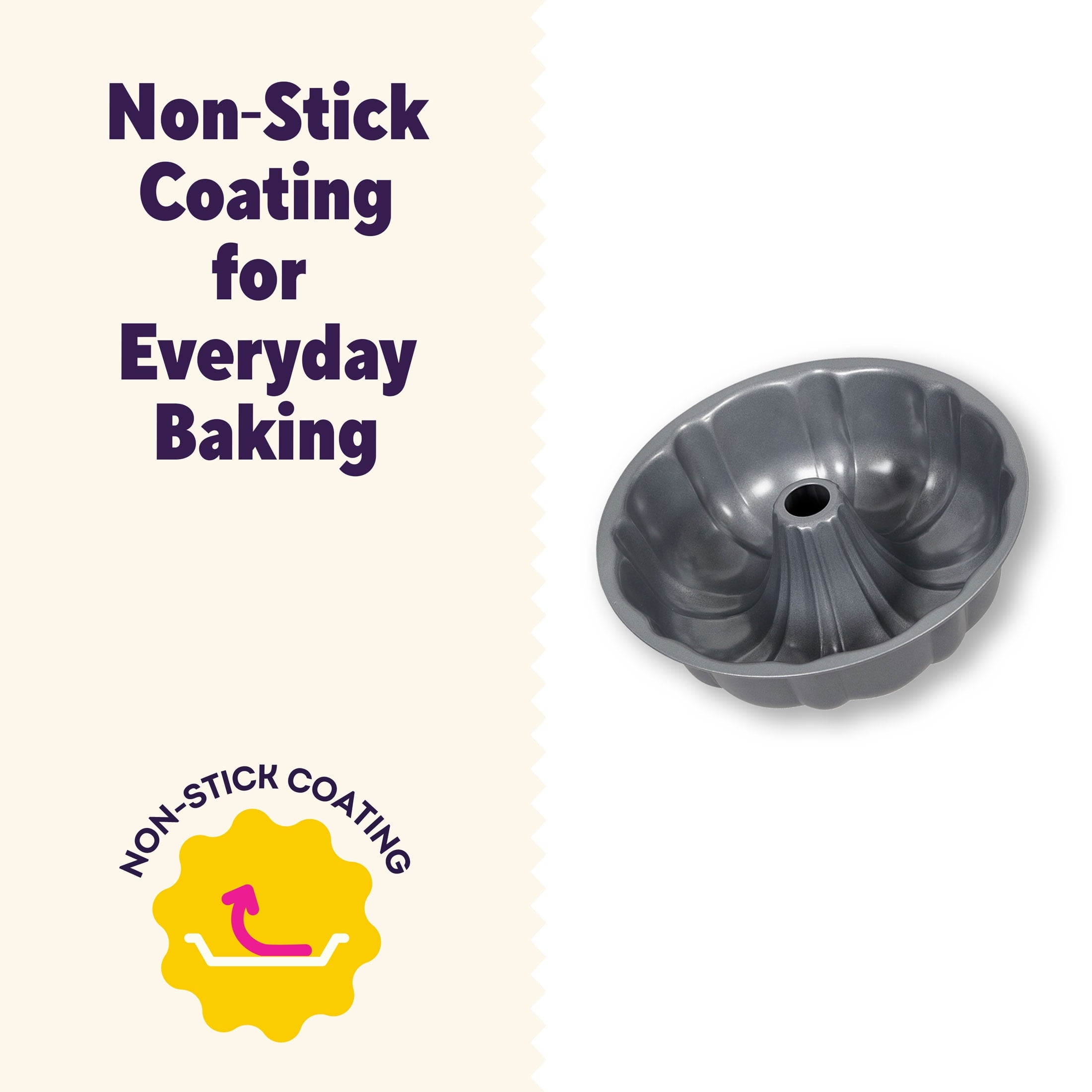 Everyday Non-Stick Bundt Cake Pan 6" Fluted Tube Baking Pan, Packaging May Vary