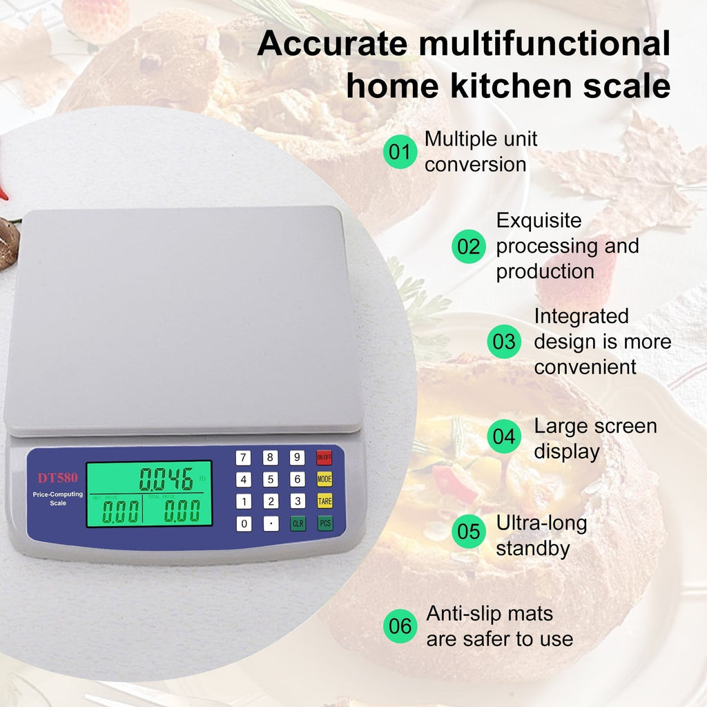 Food Scale, Large Digital Kitchen Scale,Plug-in and Battery Modes,for Cooking Baking,Silver