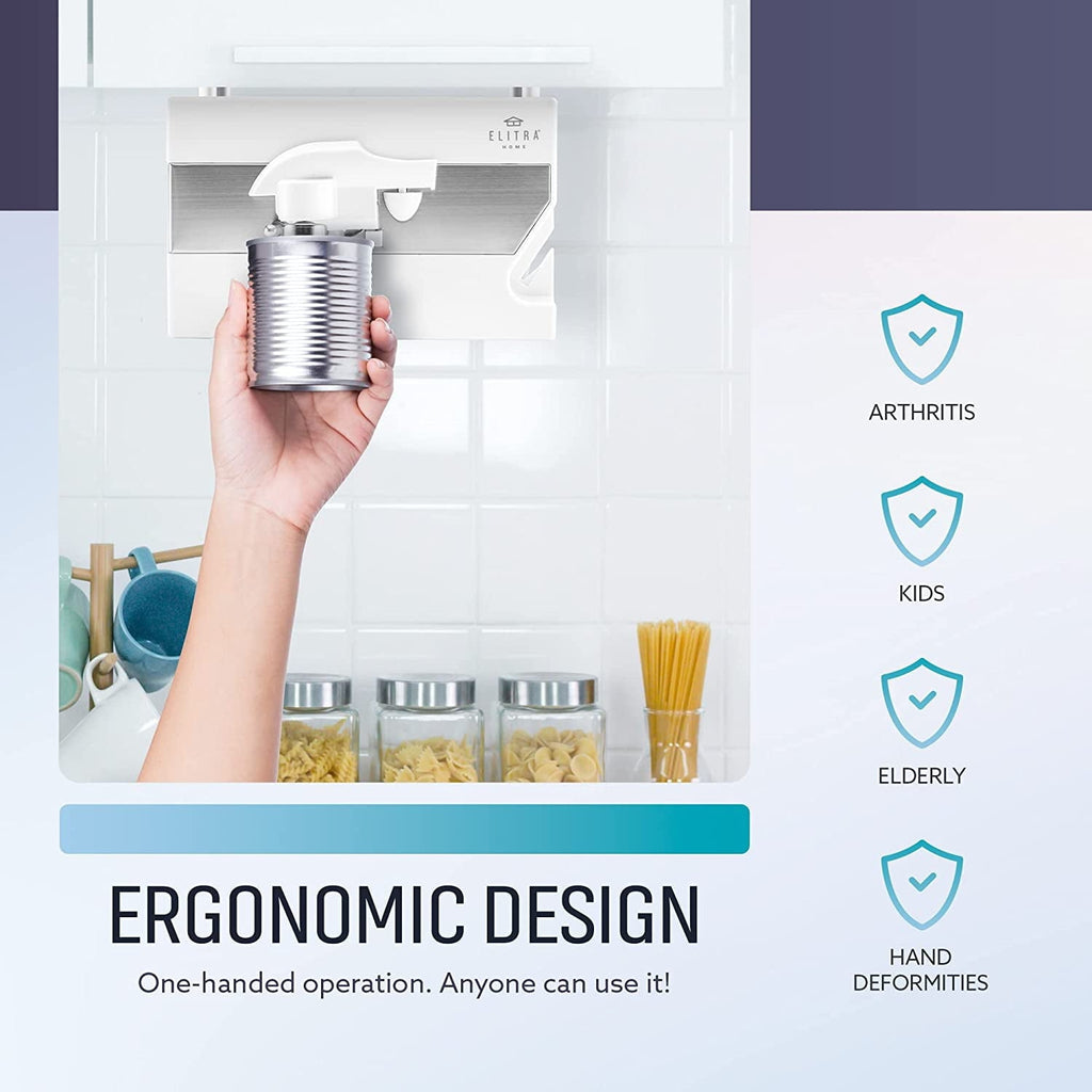 3 in 1 Under the Cabinet Electric Can Opener, Blade Sharpener, Bottle Opener, Under The Counter Mount, For Lar...