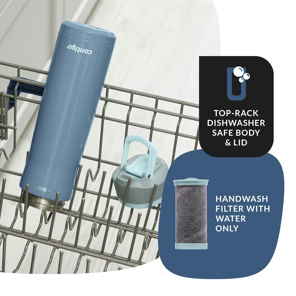 Contigo® Clybourn Chill Freeflow Filtration Stainless Steel Water Bottle with AUTOSEAL® Lid, 24oz - Dark Ice