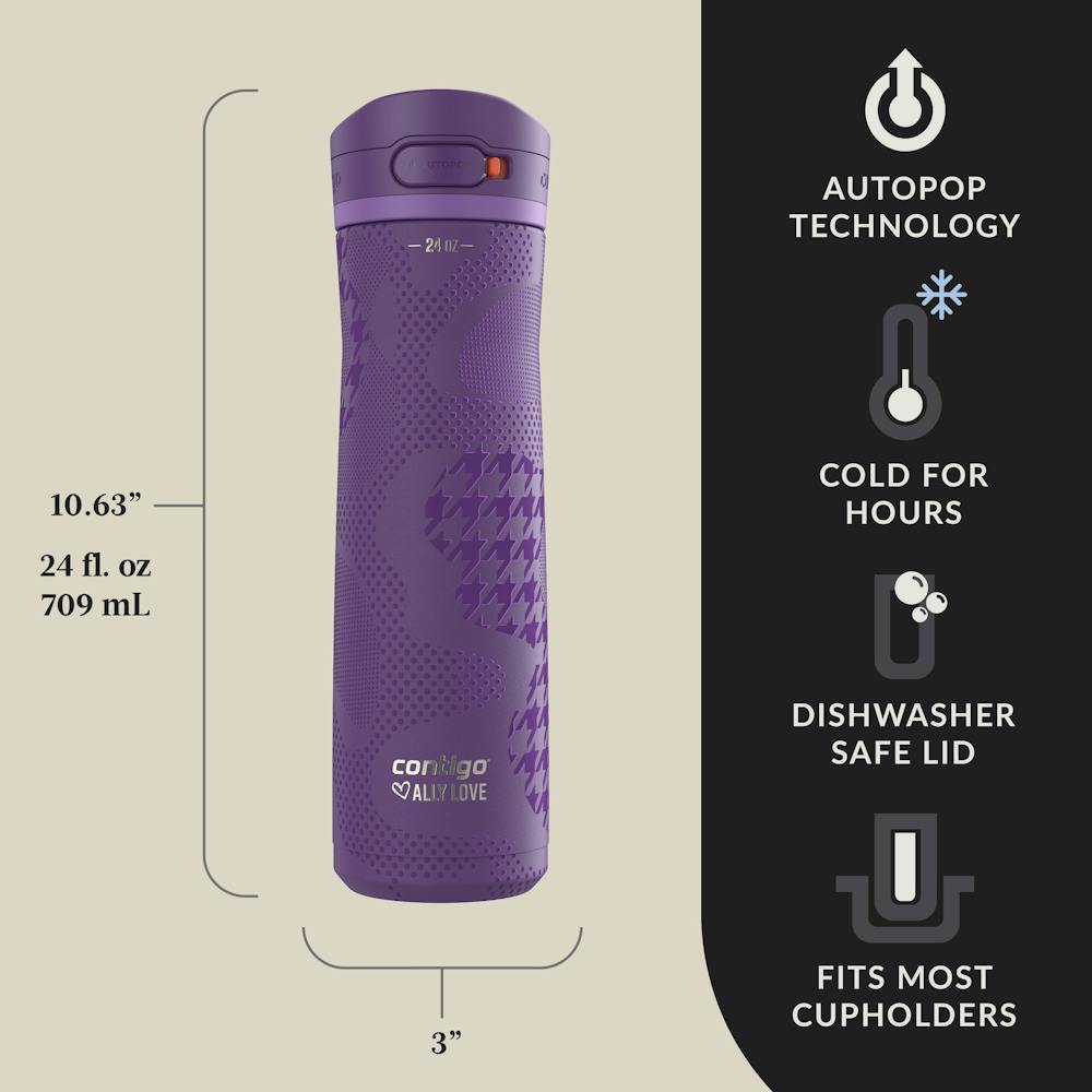 Contigo® x Ally Love Jackson Chill 2.0 Stainless Steel Water Bottle with AUTOPOP® Lid, 24oz - Violet
