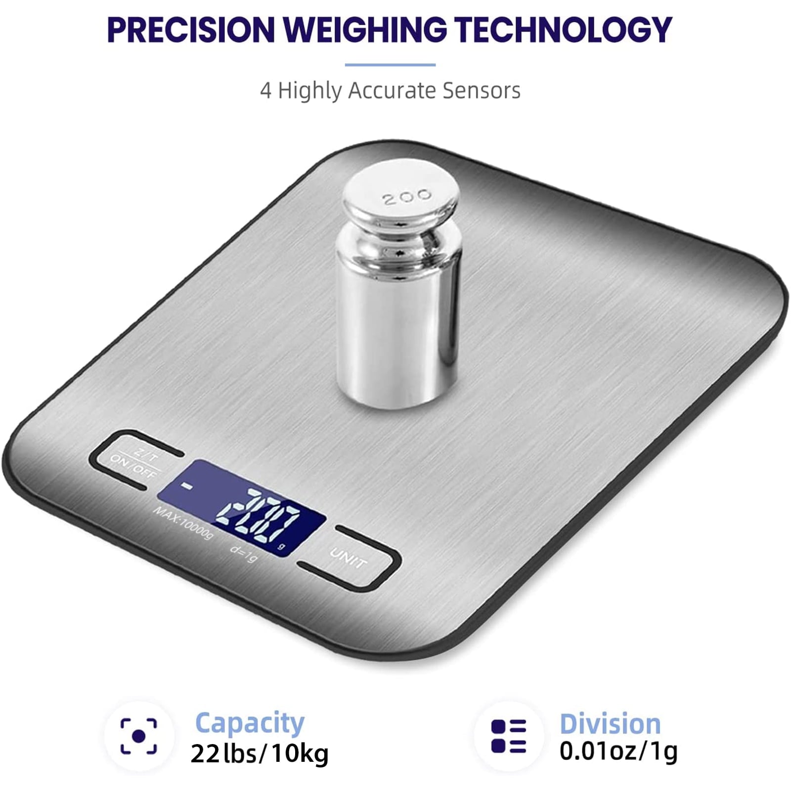 Digital Food Scale, 22lb Kitchen Scales Grams and Ounces for Weight Loss, Baking, Cooking, Keto and Meal Prep, with L...