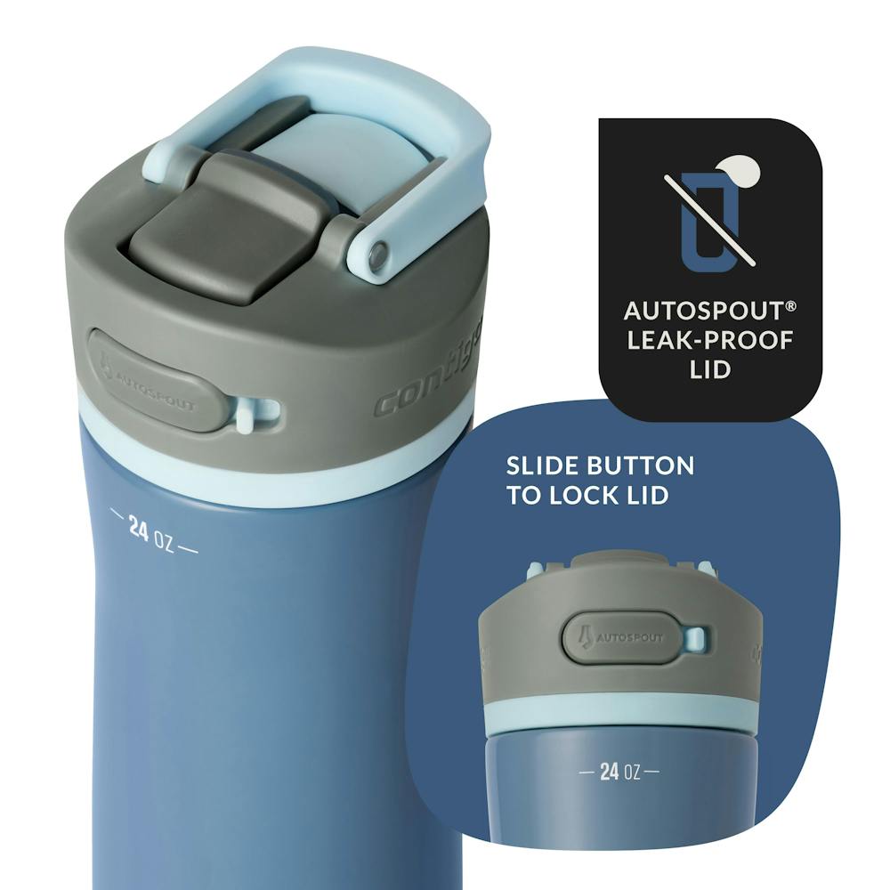 Contigo® Wells Chill Stainless Steel Filter Water Bottle with AUTOSPOUT® Straw Lid, 24 Oz. - Dark Ice