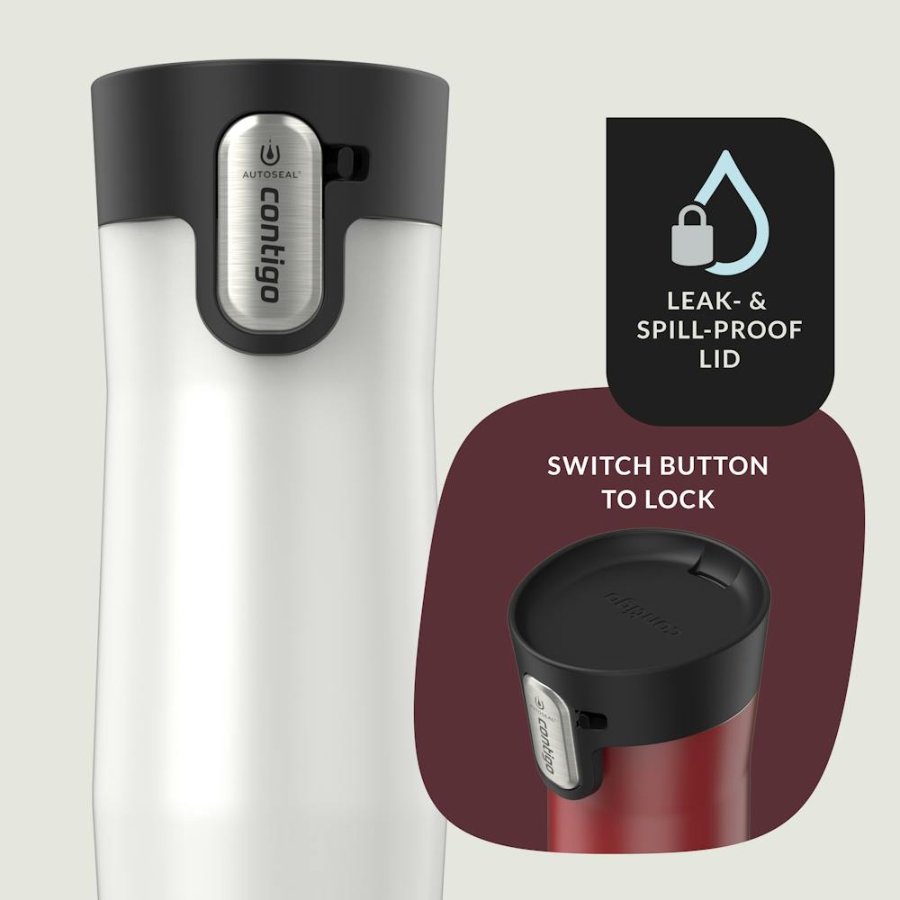 Contigo® West Loop 3.0 Stainless Steel Travel Mug with AUTOSEAL® Lid, 16oz, 2-Pack - Goji Berry Pearl & Salt Frosted Pearl