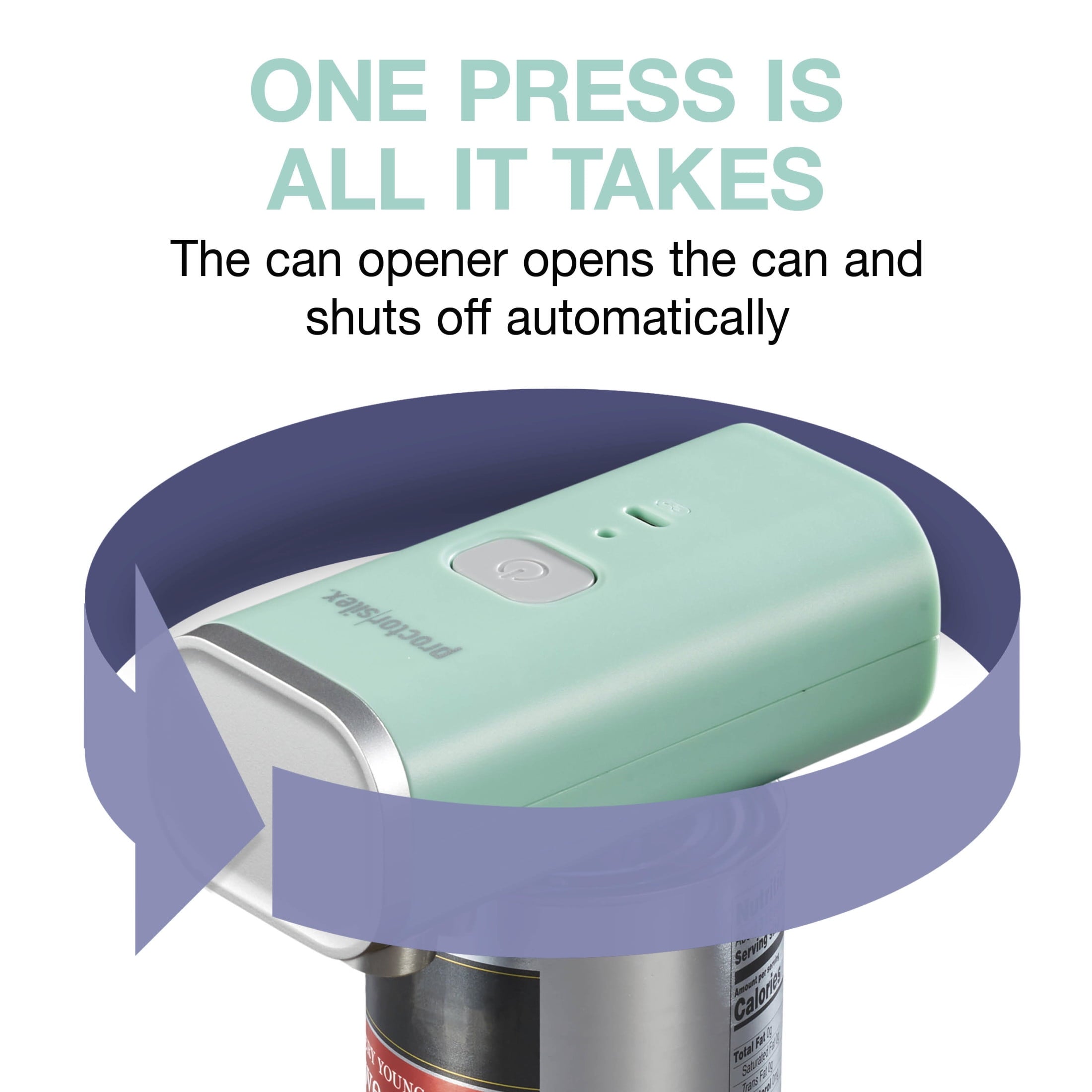 Automatic Electric Can Opener, Hands Free Cordless Operation, USB Rechargeable, Mint Green