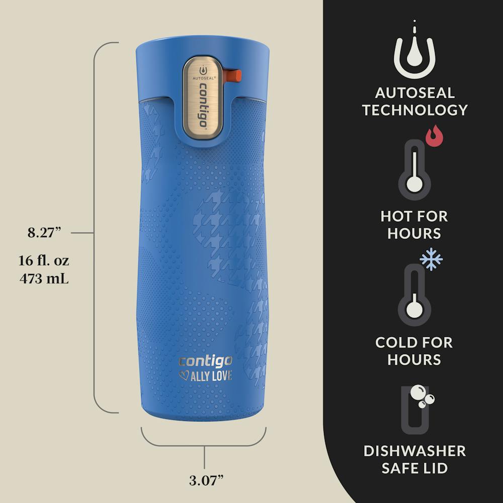 Contigo® x Ally Love West Loop 3.0 Stainless Steel Travel Mug with AUTOSEAL® Easy-Clean Lid, 16oz - Stellar Jay