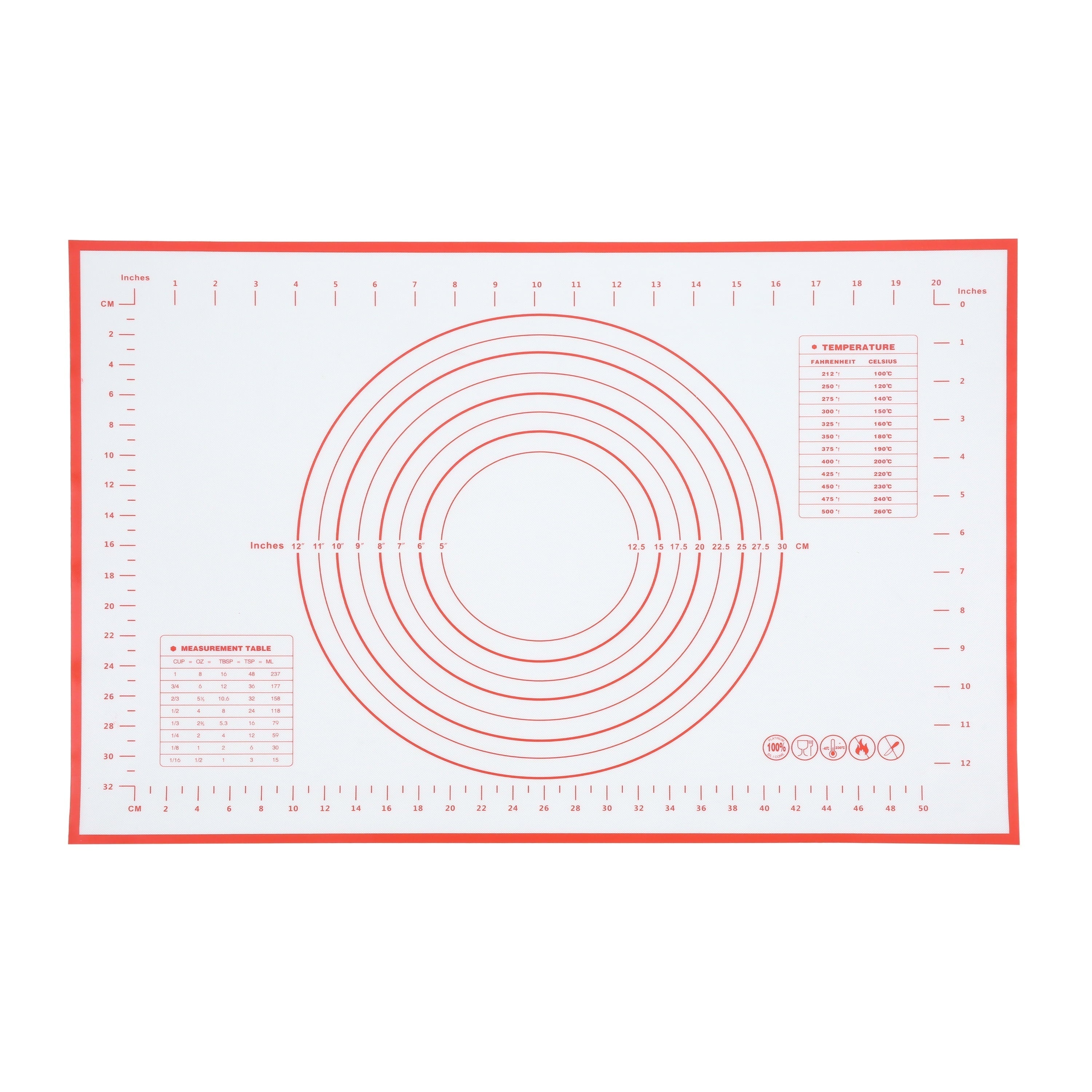 Reusable Silicone 24"x 18" Pastry Mat with Measurements
