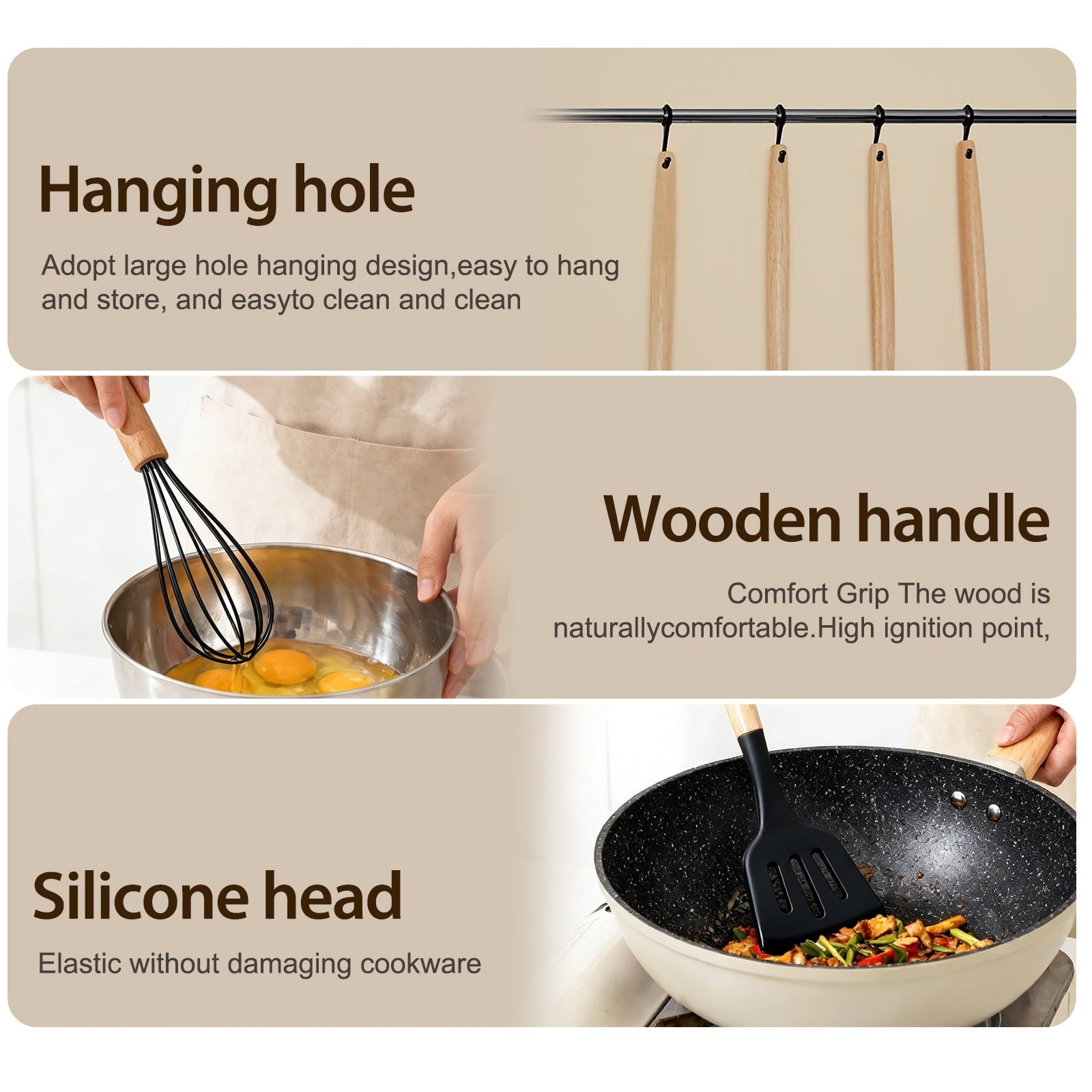 Silicone Cooking Utensils Set, Heat Resistant Kitchen Cooking Utensils Set, 12 PCS Handle Silicone Kitchen Gadgets Ut...