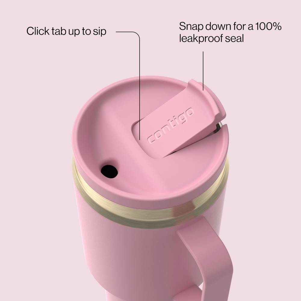 30 oz SnapSeal™ Tumbler (w/ Straw & Handle) - Pink Diamond Champagne