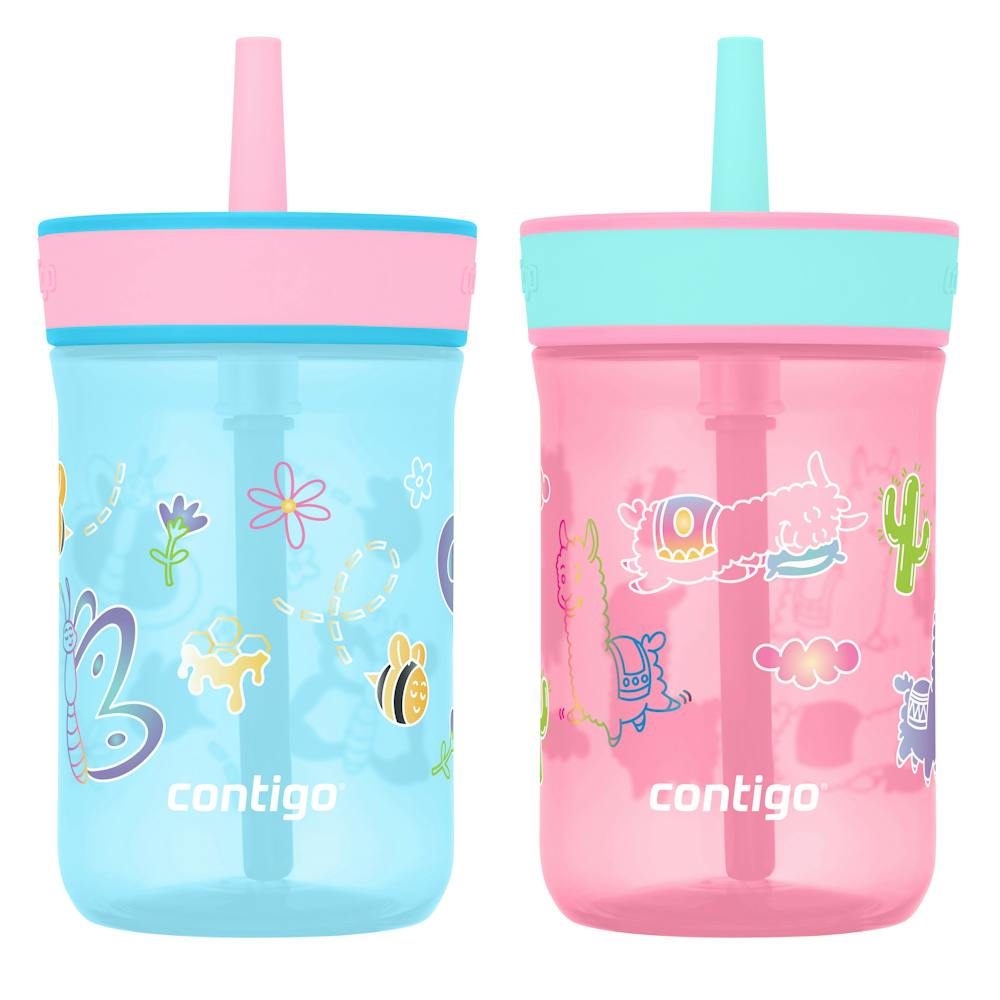 Kids’ Leighton Straw Tumbler with Spill-Proof Lid, 14oz - Butterflies and Honeybees & Llamas