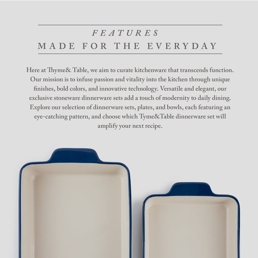 Stoneware Square & Rectangular Baker, Blue Pattern, 2-Piece Set