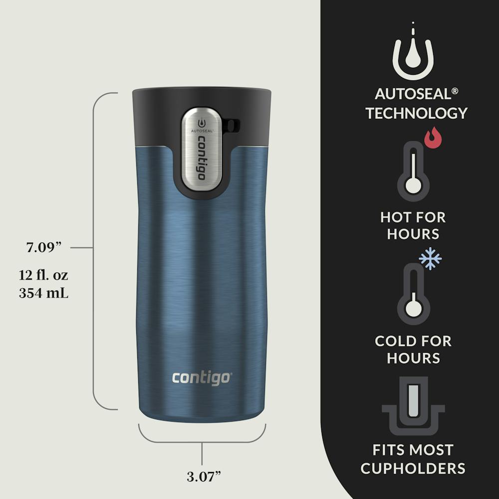 Contigo® AUTOSEAL® West Loop Vacuum-Insulated Stainless Steel Travel Mug with Easy-Clean Lid, 12 oz - Transparent Blueberry