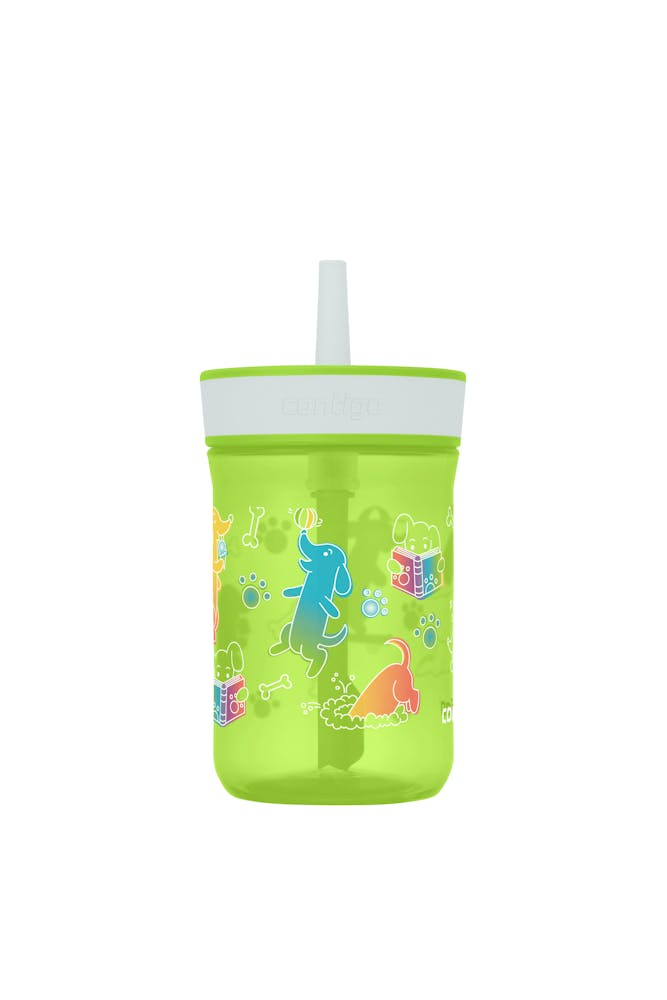 Contigo® Kids Leighton Spill-Proof Tumbler with Straw, 14 oz - Cool Lime Macaroon with Dogs Doing Things