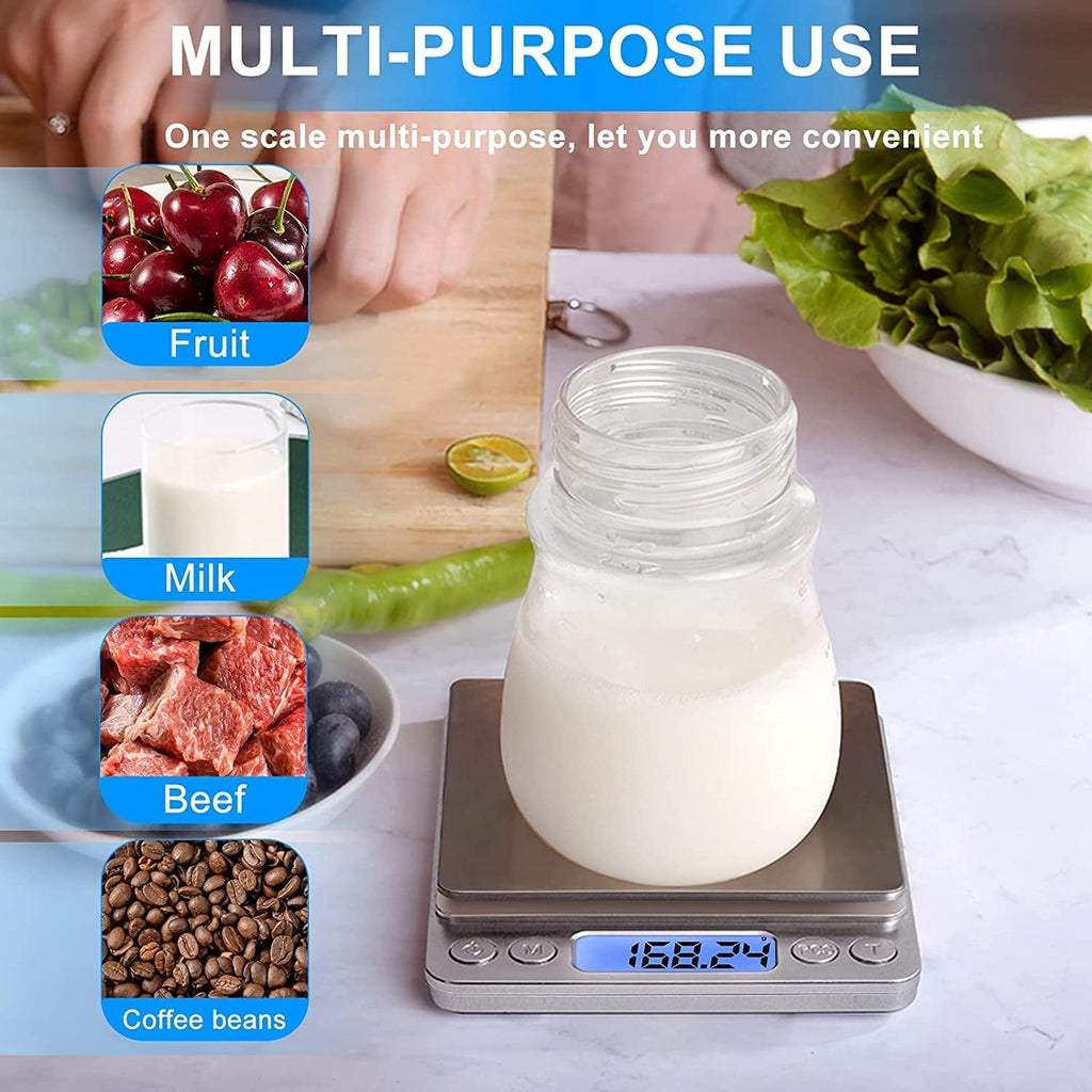 500g/ 0.01g Small Pocket Jewelry Scale, Digital Kitchen Scale with 2 Trays, Stainless Steel Gram Scales Weight Gram a...