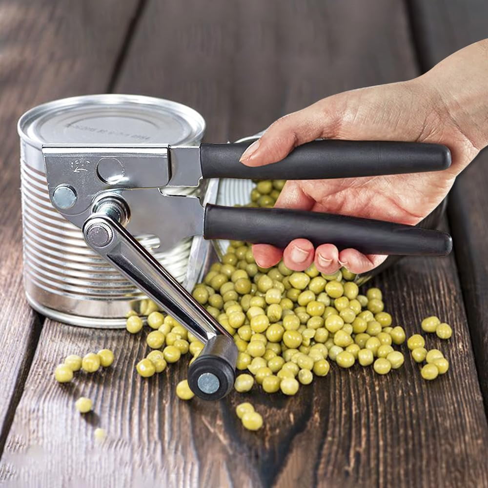 Manual Crank Can Opener,Heavy Duty Commercial with Rubber-Coated Handles