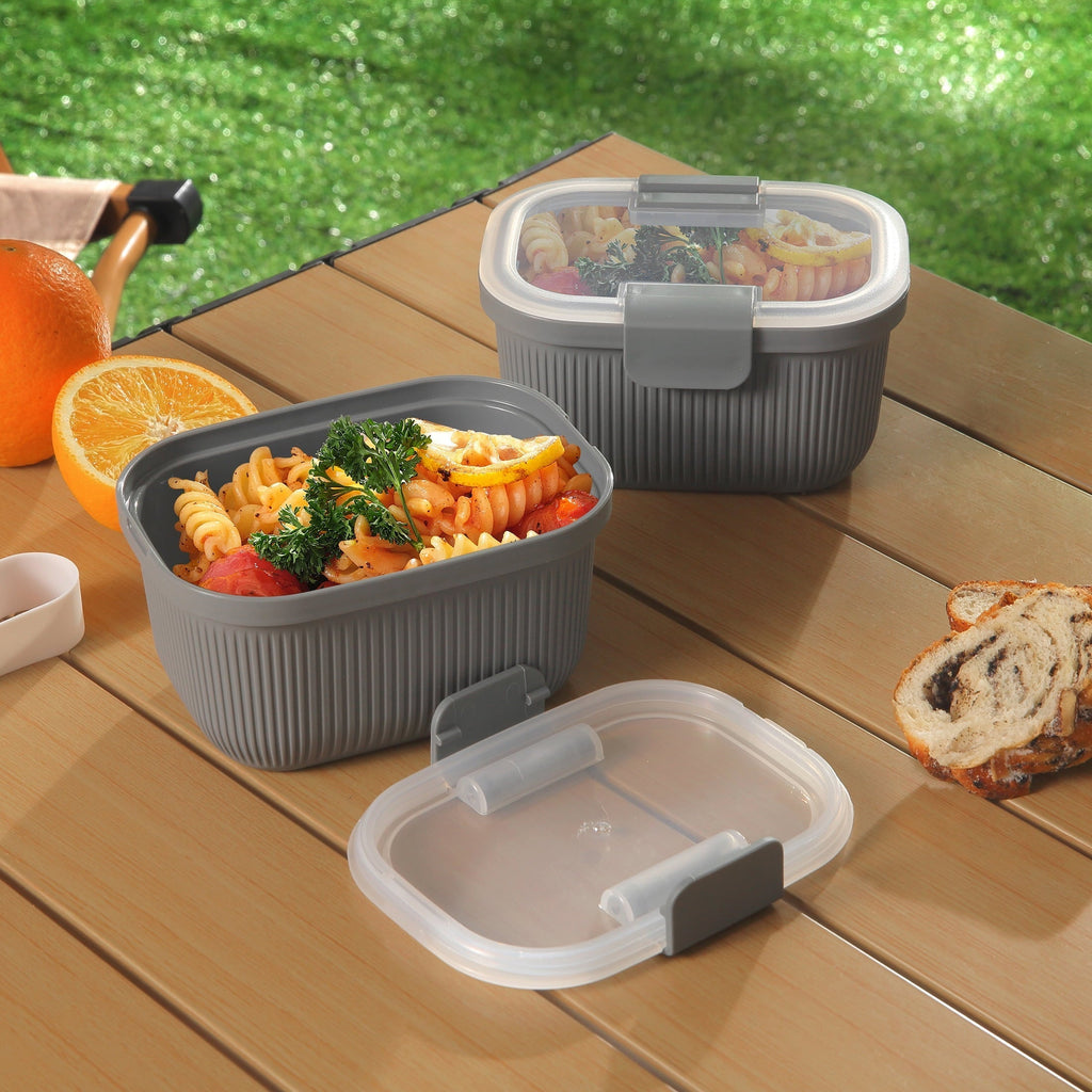 Plastic Food Storage Bento Snack Container, Rectangle, Grey, 19oz Capacity, Made for Portable Food Storage