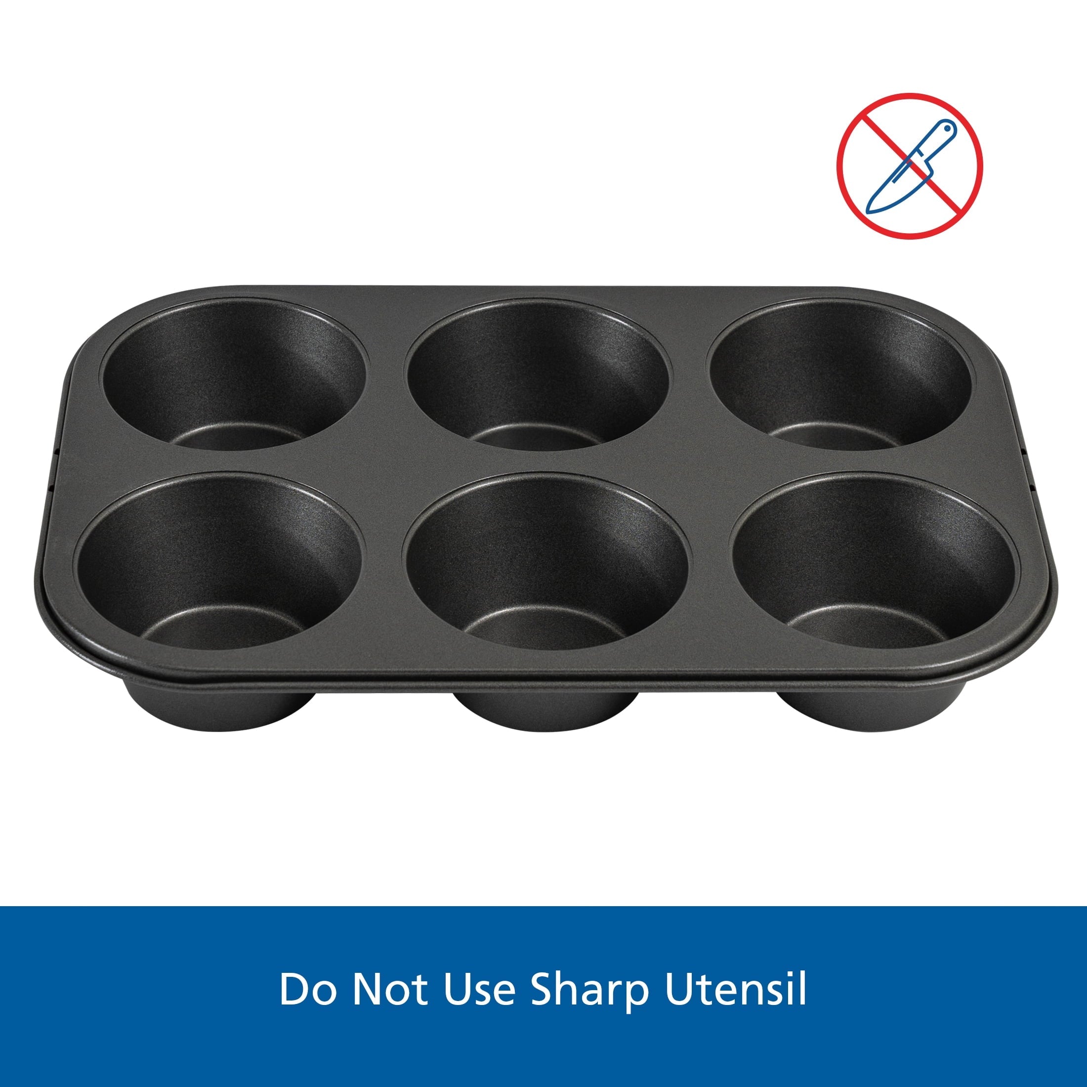 6 Cup Jumbo Muffin Pan, Non-Stick Bakeware,3.4 inch Diameter Cups,Gray,Carbon Steel
