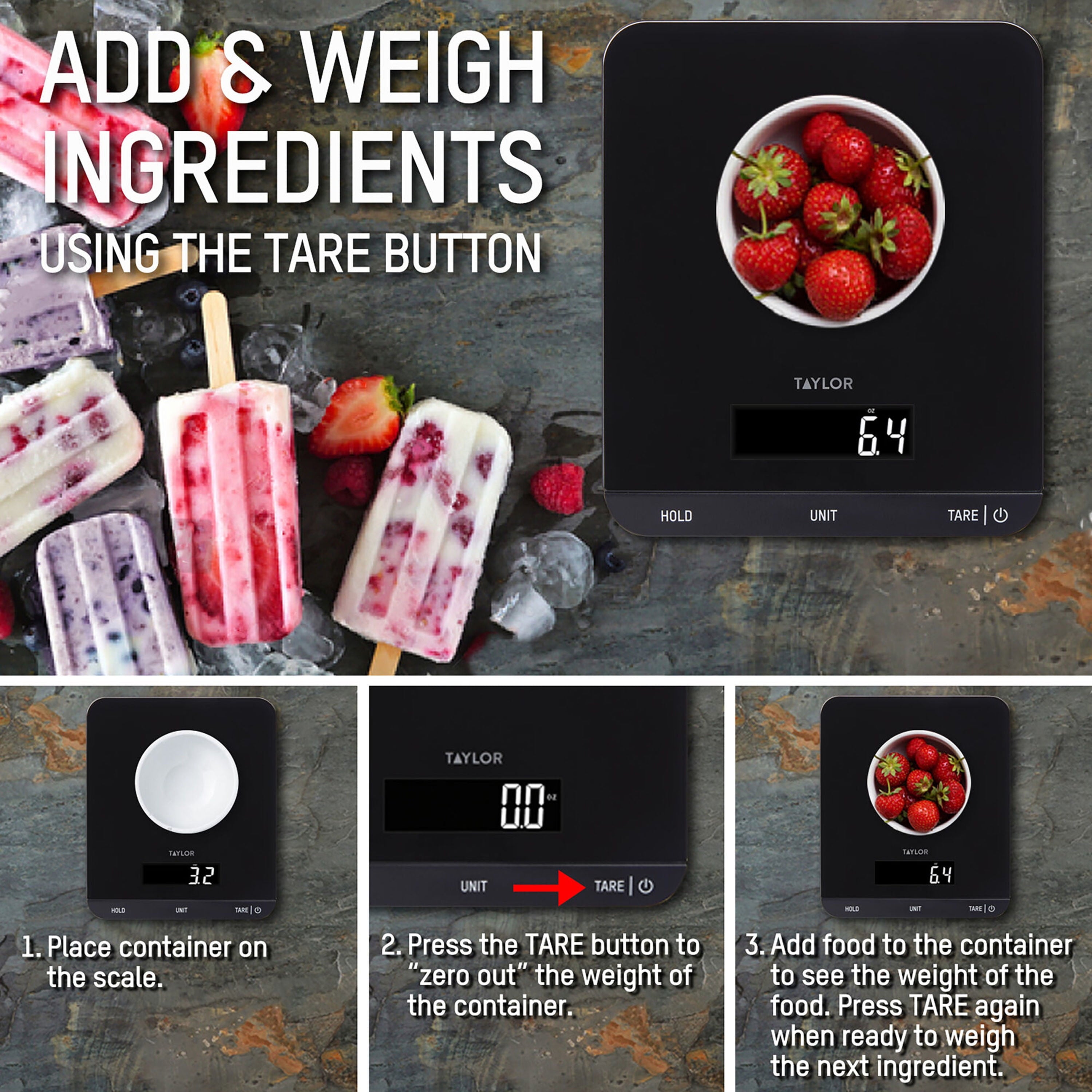 33 LB Kitchen Glass Digital Scales Black