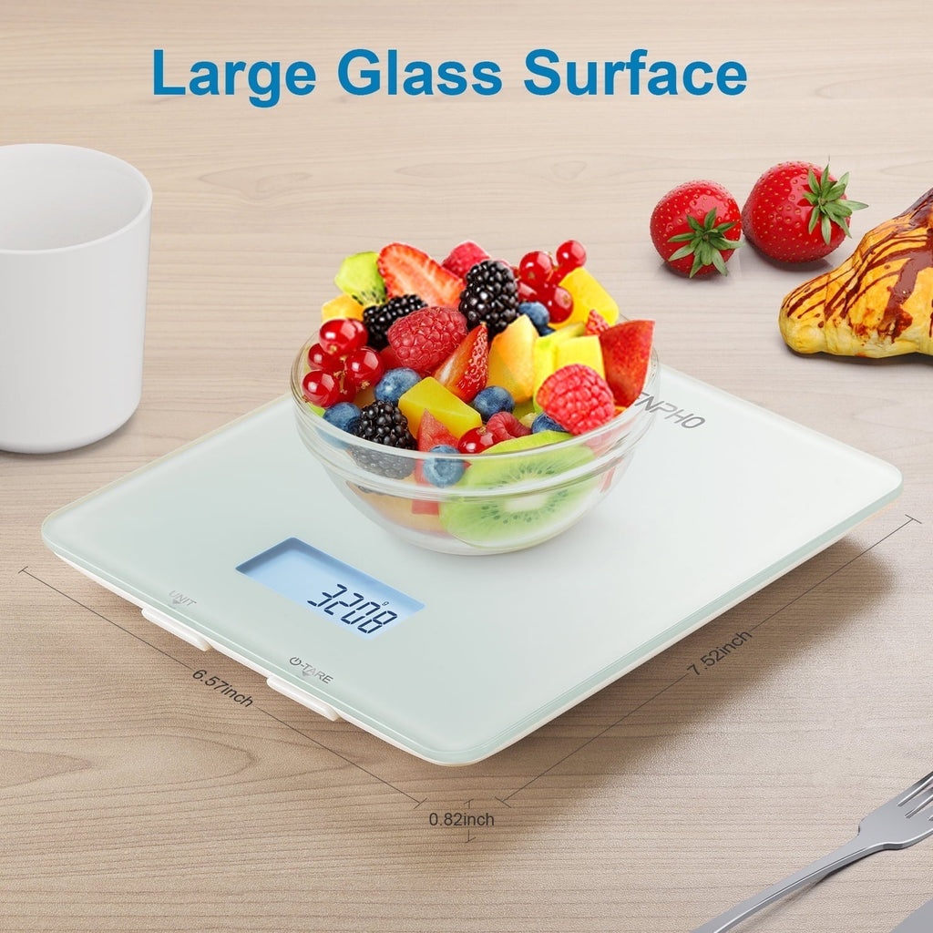 Food Scale with App, Digital Smart Kitchen Scale, Glass, White