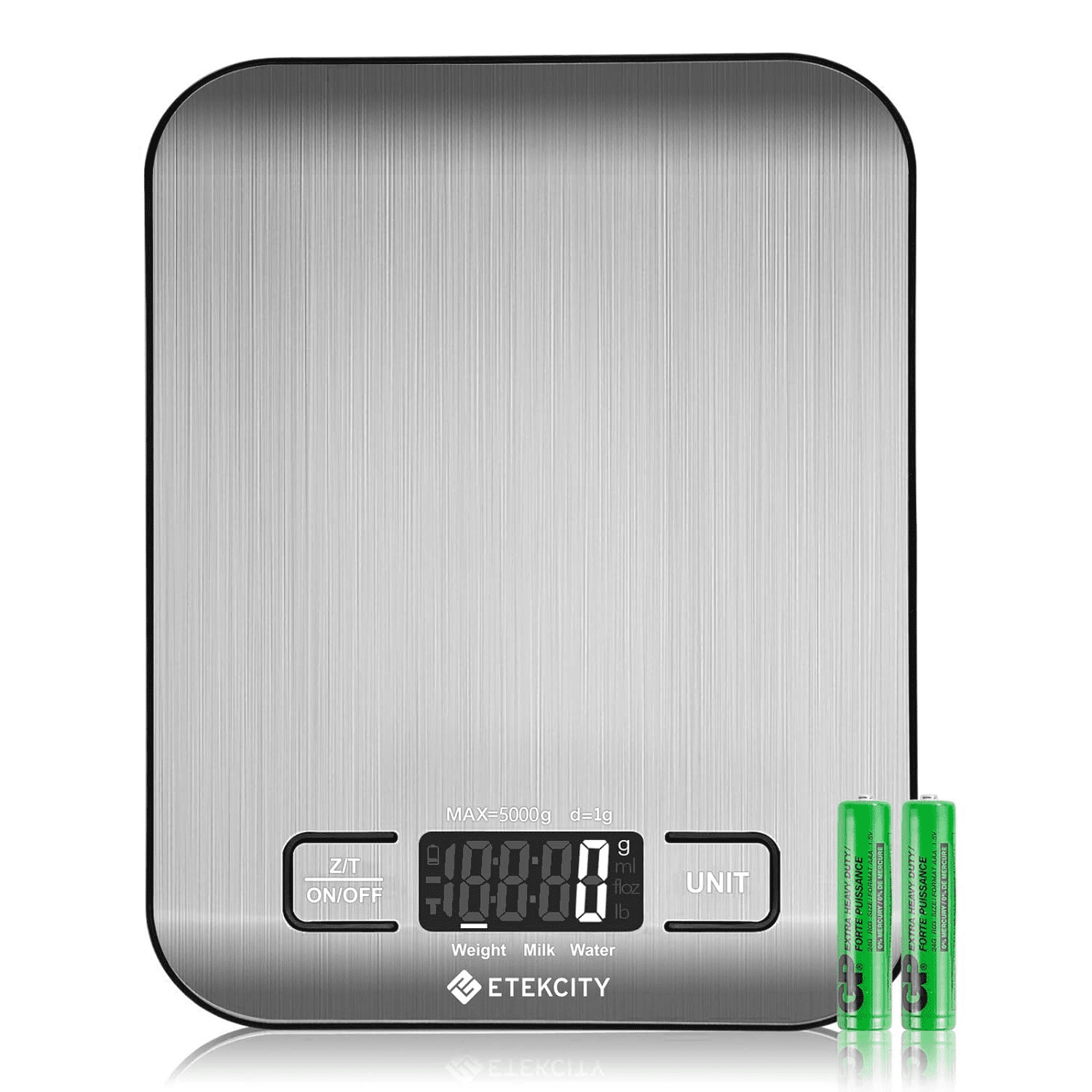 Kitchen Scale, Digital Food Scale, 304 Stainless Steel, 11lb/5kg, Silver