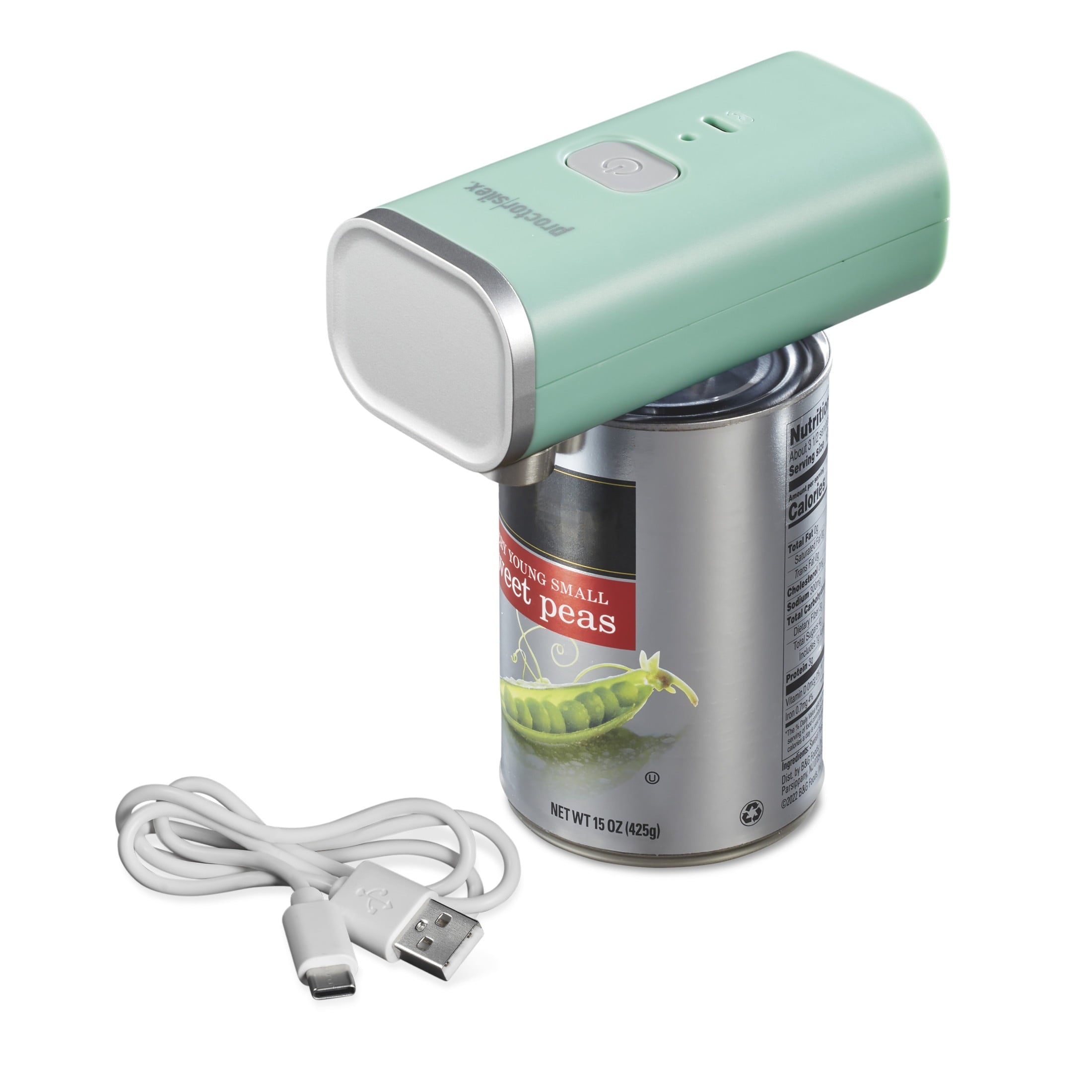Automatic Electric Can Opener, Hands Free Cordless Operation, USB Rechargeable, Mint Green