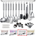 Kitchen Utensils Set 37 Pieces, Stainless Steel Cooking Utensils Set, Kitchen Gadgets Cookwarewith Hooks For H...