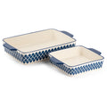 Stoneware Square & Rectangular Baker, Blue Pattern, 2-Piece Set