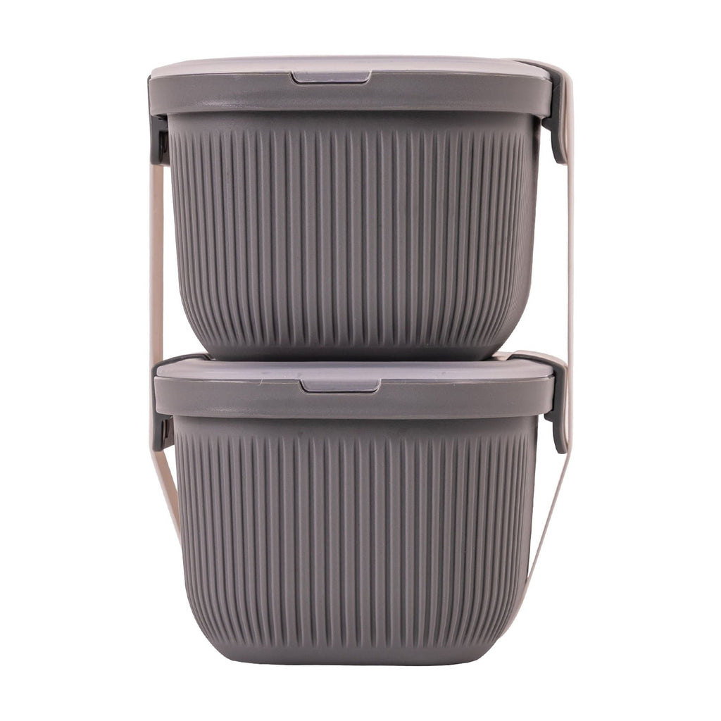 Plastic Food Storage Bento Snack Container, Rectangle, Grey, 19oz Capacity, Made for Portable Food Storage