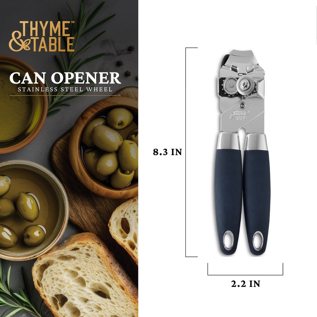 Manual Stainless Steel Can Opener with Easy-Turn Knob