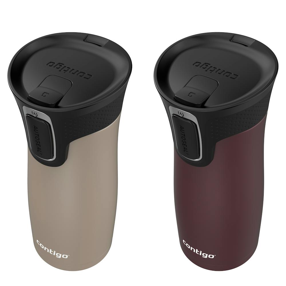 West Loop 2.0 Leak-Proof Spill-Proof Insulated Stainless Steel Travel Mug, 16 Oz., 2-Pack - Brown Sugar Soft Touch & Chocolate Truffle Soft Touch