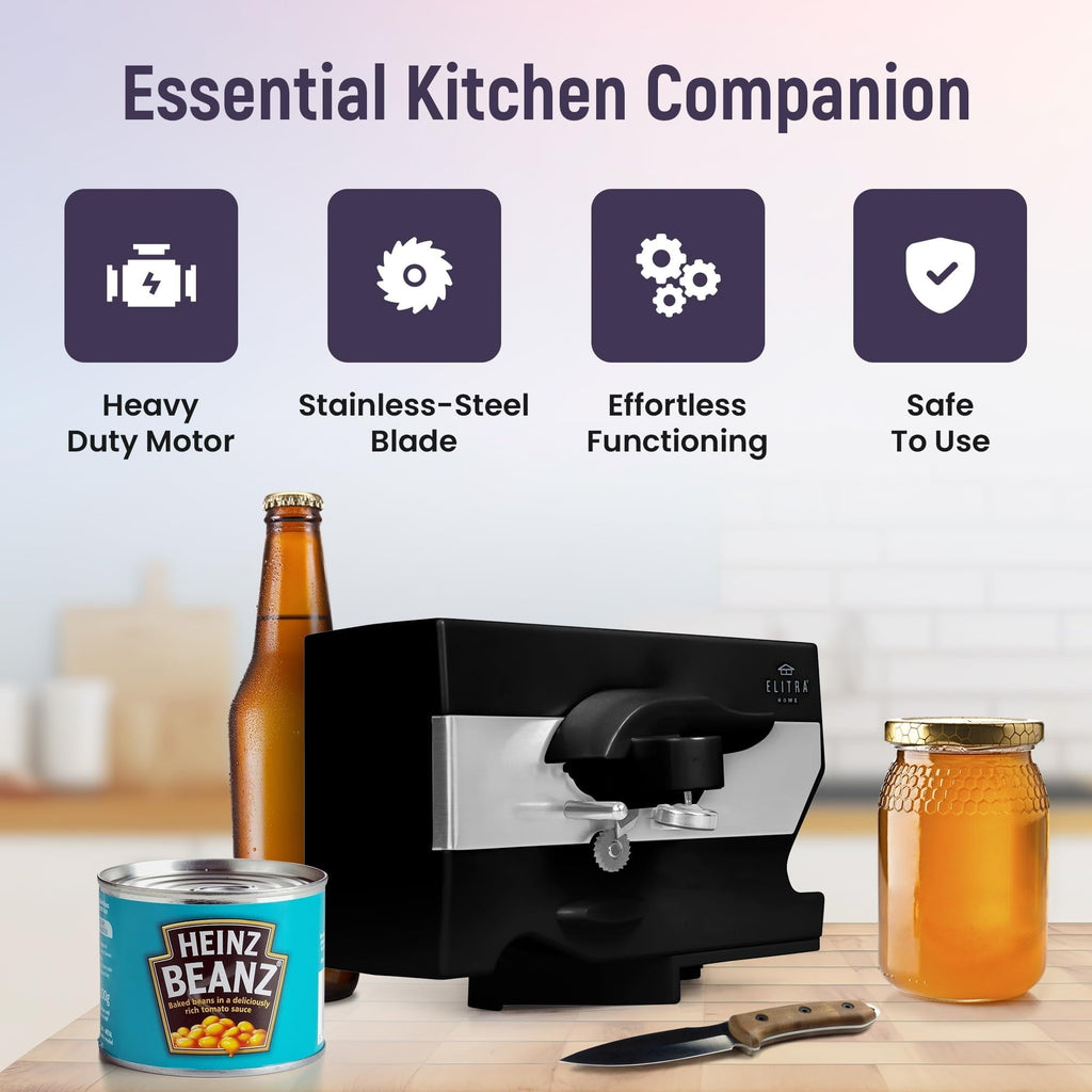 Electric Can Opener - 4 in 1 Under the Cabinet Mounted Can Opener, Blade Sharpener, Bottle Opener, Jar Opener, Mounti...