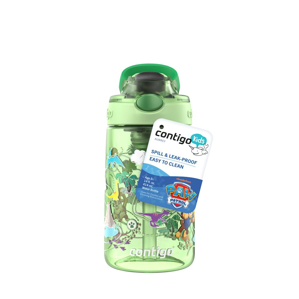 Contigo® Kids Water Bottle with Redesigned AUTOSPOUT® Straw, 14 oz - Green Dino Treks