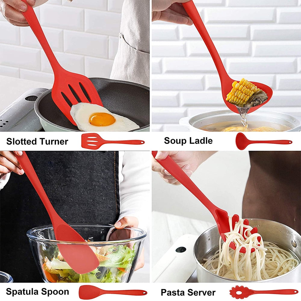 14 Pcs Cooking Utensils Set with Holder, Heat Resistant Silicone Kitchen Cookware Utensils Set, Kitchen Cooking Tools...