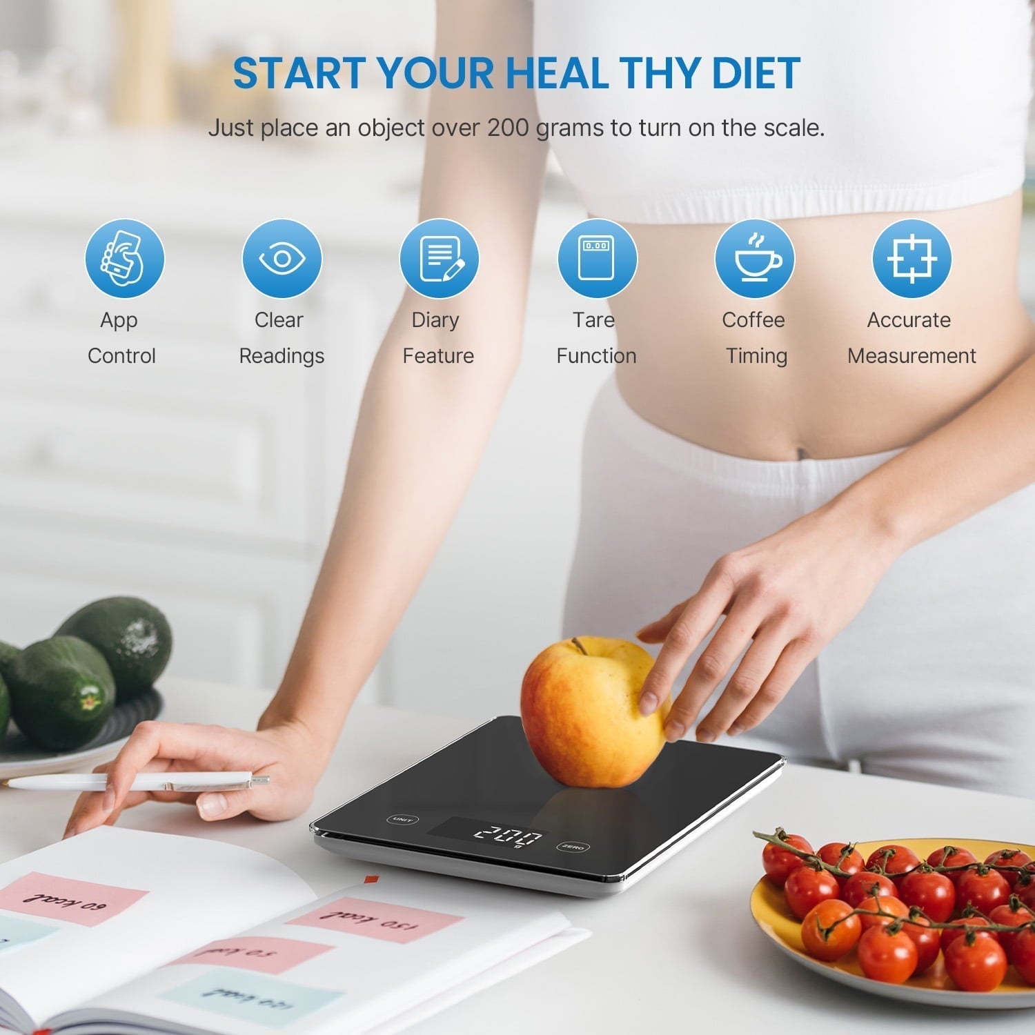 Food Scale, Digital Kitchen Scale with Nutritional Calculator, Gram Scale for Weight Loss, Baking and Co...
