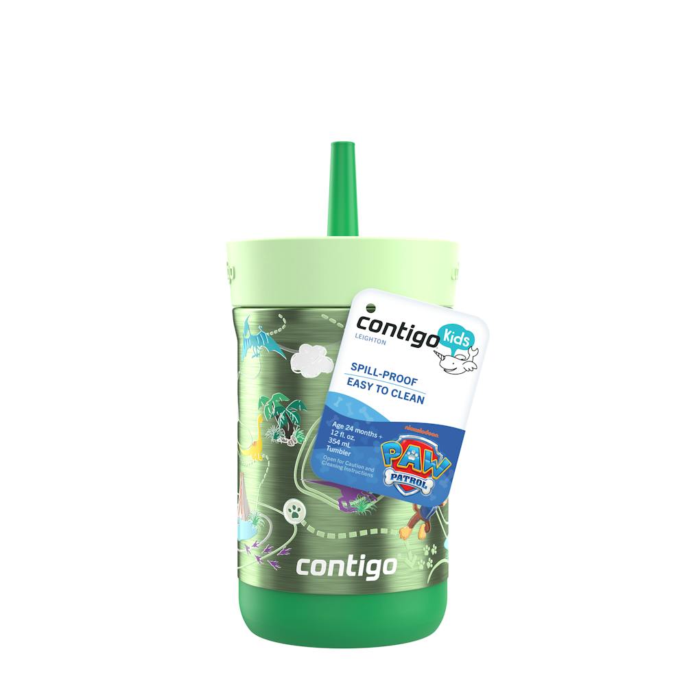 Contigo® Kids Leighton Spill-Proof Stainless Steel Tumbler with Straw, 12oz. - Dark Green Dino Treks