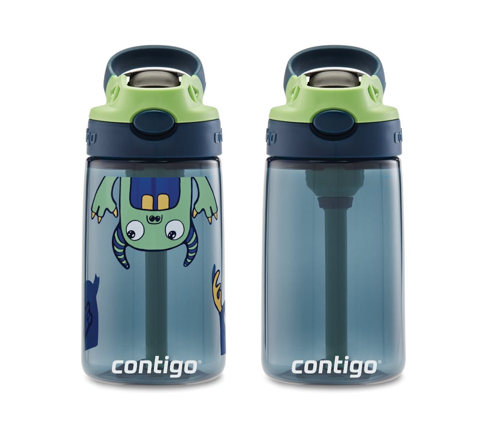 Kids Straw Water Bottle with AUTOSPOUT® Lid, 14oz - Monsters & Blueberry
