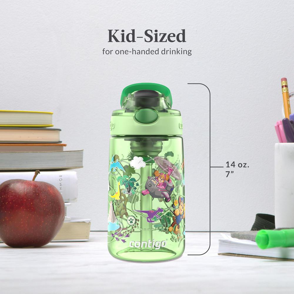 Contigo® Kids Water Bottle with Redesigned AUTOSPOUT® Straw, 14 oz - Green Dino Treks