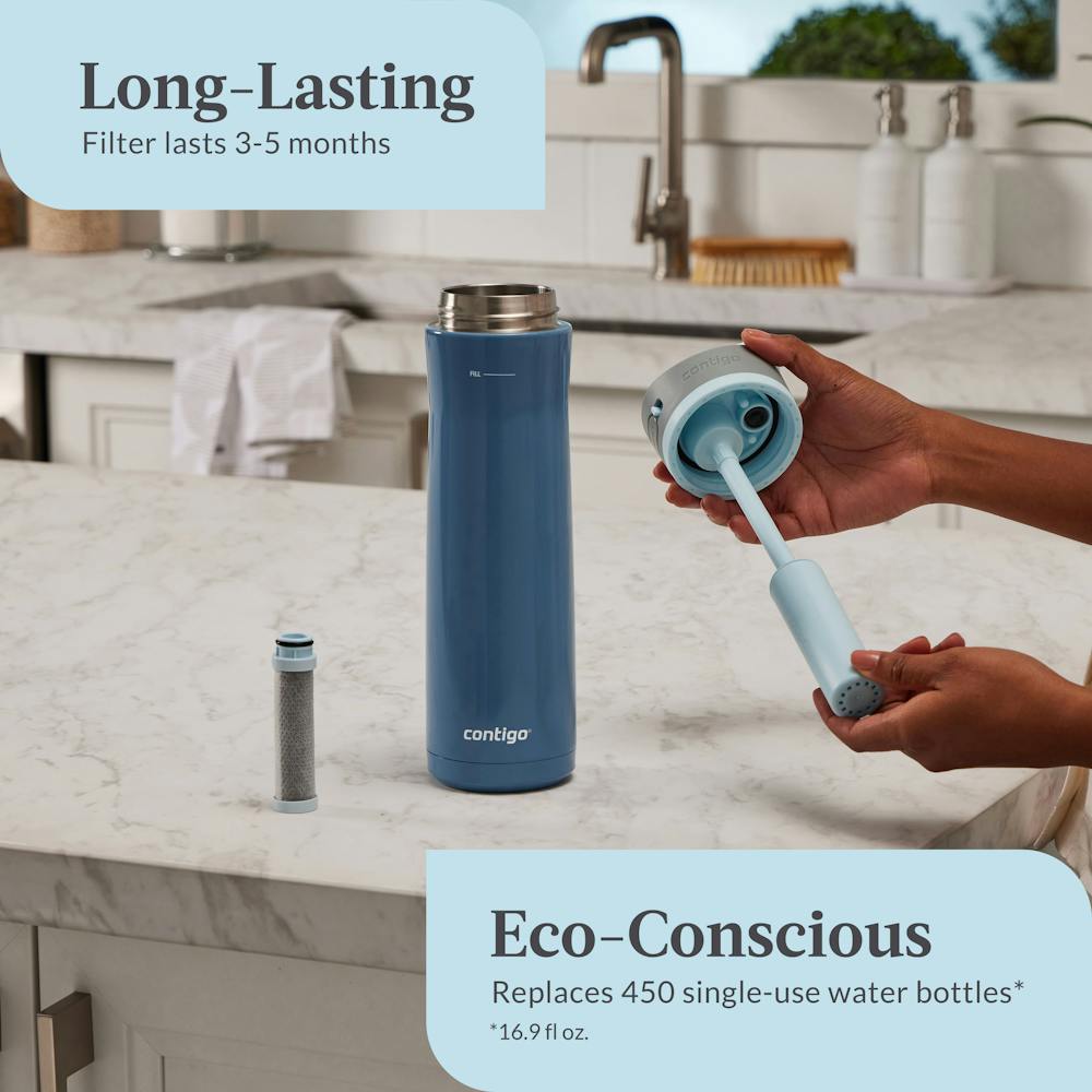Contigo® Wells Chill Stainless Steel Filter Water Bottle with AUTOSPOUT® Straw Lid, 24 Oz. - Dark Ice